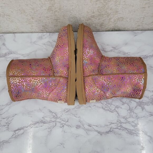 Ugg Classic Pink Metallic Spots Chesnut Sparkle Boots Women's Size 6 - Picture 4 of 16